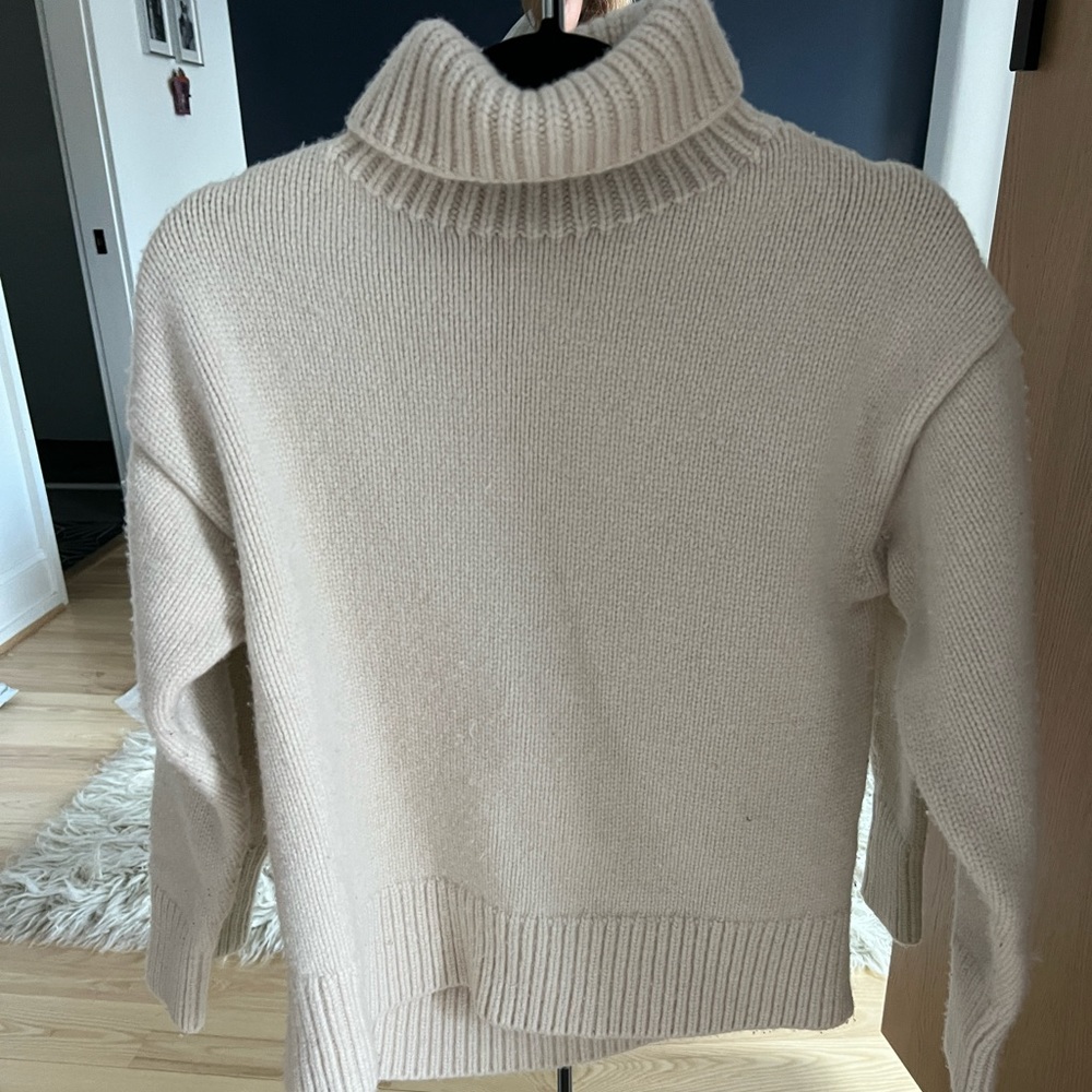 Rag and bone thick stylish Turtleneck oversized sweater winter white long sleeve